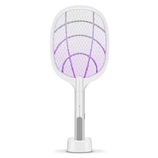 2 In 1 Electric Mosquito Swatter With Led Attract Lamp And Multi Layer Safety Mesh